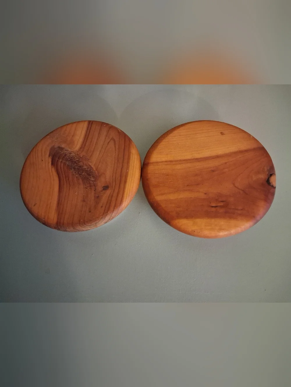 Italy Ornate Blue Green Canisters Wood Lids Set Of 2